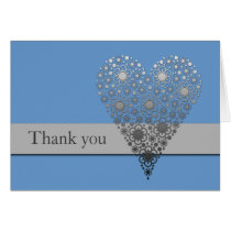 Blue Flower Heart Thank you card cards