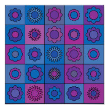 Blue Flower Pattern Photographic Print