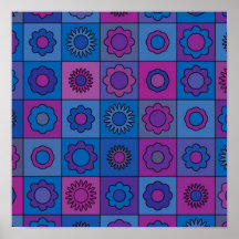 Blue Flower Pattern Posters