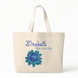 Blue Flower Personalized Mother of the Bride Canvas Bags