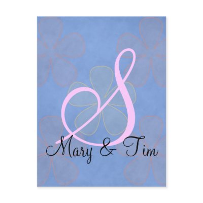 Blue Flower Power- Monogram Post Cards by occasions