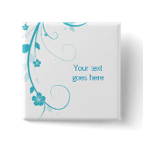 Blue Flower Swirls custom brooch / pin