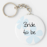Blue Flowers Bride to Be Key Chains