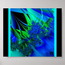 Blue Flowers Fractal Art Poster