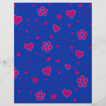 Blue Flowers hearts stars and swirls Custom Flyer