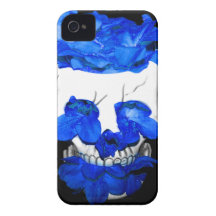 Blue Flowers In A Skull iPhone 4 Case