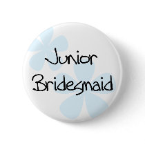 Blue Flowers Jr. Bridesmaid Pinback Buttons