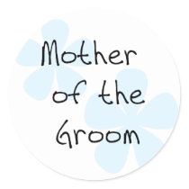Blue Flowers Mother of Groom Round Sticker