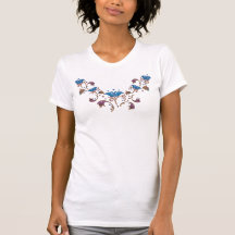 Blue Flowers Neckline Garland Top Shirts