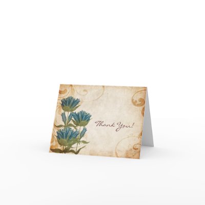 Blue Flowers Vintage Wedding Thank You Note Greeting Cards by TheBrideShop