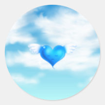 Blue Flying Heart with Sky Sticker