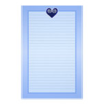Blue Foil Heart Lined Stationery