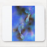 Blue footprints painting mousepads