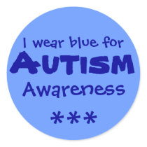 Blue for Autism Round Stickers