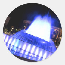 Blue Fountain Round Stickers