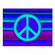 Blue Fractal & Peace Sign Post Cards