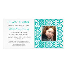 Blue Frame - Photo Graduation Party Invites Photo Greeting Card