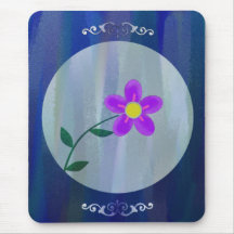 Blue Framed Flower Mouse Pads