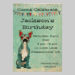 Blue French Bulldog  Birthday Invitation invitations