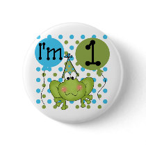 Blue Frog 1st Birthday Tshirts and Gifts Pinback Button