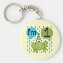 Blue Frog 1st Birthday Tshirts and Gifts Keychain