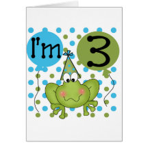 Blue Frog 3rd Birthday Tshirts and Gifts Greeting Card