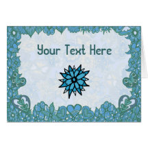 Blue Funky Flowers Card