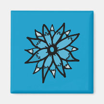Blue Funky Flowers Magnet