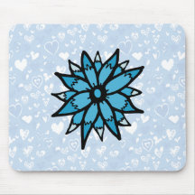 Blue Funky Flowers Mousepad