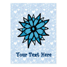 Blue Funky Flowers Post Card