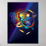 Blue Galaxy Dragon Posters