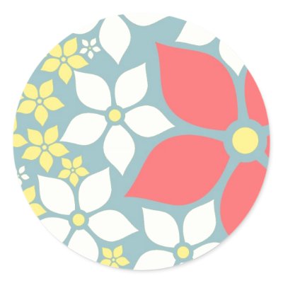 Blue Garden, Floral design, Template Product Round Sticker by JayneLogan