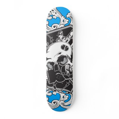 Blue Gas-masked Skull deck Skate Decks by vegasskate