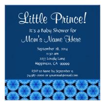 Blue Geometric Circle Pattern Boy Baby Shower Custom Announcements
