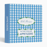 Blue Gingham Check Pattern 3 Ring Binder