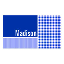Blue Gingham; Checkered Business Card Template