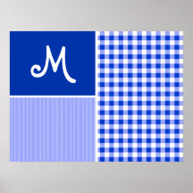 Blue Gingham; Checkered Poster