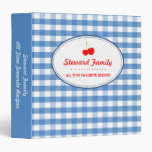 Blue gingham country red cherry family recipe binder