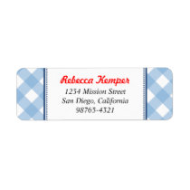 Blue gingham country rustic charm return address labels