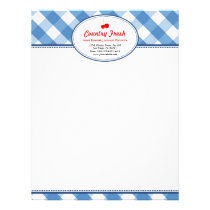 Blue gingham country rustic red cherry personal letterhead