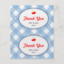 Blue gingham diy wedding gift bag hang tag full colour flyer