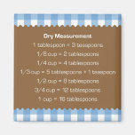 Blue gingham dry measure chart kitchen helper refrigerator magnet