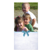 Blue Gingham Photo Card Template
