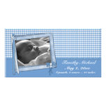 Blue Gingham Scrap Style Customized Photo Card