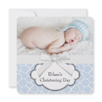 Blue Giraffe Baby Boy Photo Christening