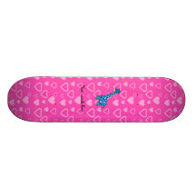 Blue giraffe pink hearts skate decks