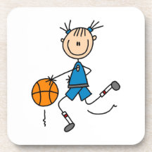 Blue Girl Basketball Player T shirts and Gifts Coasters