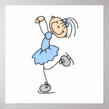 Blue Girl Figure Skater T-shirts and Gifts Print