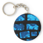 Blue glass chunks with black grout between them