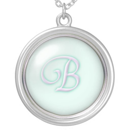 Blue Glass Monogram Necklace - letter B